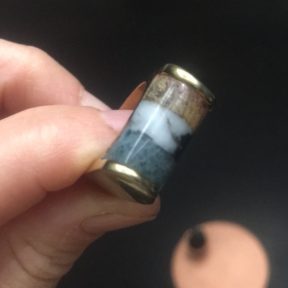 J. Crew ring semi precious stones gold plated Women’s 6 tan grey white - Picture 2 of 6